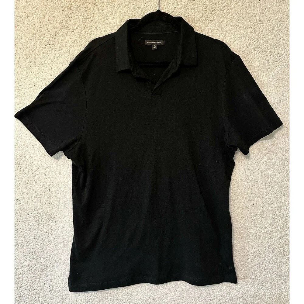Lot of 2 Banana Republic Men's Short Sleeve‎ Solid Dress Polo Shirt Size XL